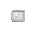 Customizable pink letter J Italian modular charm made of durable stainless steel - Letter J
