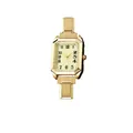 Elegante vierkante kwartshorloge met goudkleurige modulaire roestvrijstalen armband - Compleet Horloge / Goud Groene Wijzerplaat (watch140)