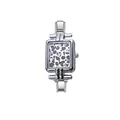 Moderne silberne Quarzuhr mit Leopardenmuster und verstellbarem Edelstahlarmband - Uhrenkopf / Quadratischer Römische Ziffern Leoparden Uhrenkopf (watch302)