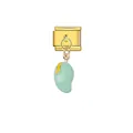 Goldener italienischer Link-Charm mit süßem grünen Mango-Anhänger für DIY-Armbänder - Mango (D322)