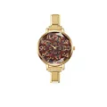 Montre à quartz en acier doré avec un cadran mandala bohème aux couleurs vives - Mandala Multicolore Doré (watch176)