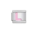 Pink enamel letter L Italian charm link for modular DIY stainless steel starter bracelets - Letter L