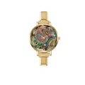 Montre à quartz en acier doré avec cadran à motif cachemire coloré - Paisley Doré (watch175)