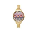 Montre à quartz pour femme style bohème avec cadran à chevrons colorés et bracelet doré - Zigzag Coloré (watch173)