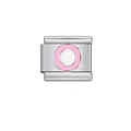 Pink letter O Italian modular charm link in stainless steel for DIY charm bracelets. - Letter O