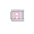 Pink letter R Italian charm link for DIY modular stainless steel jewelry bracelet - Letter R