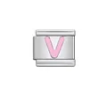 Customizable pink letter V Italian charm link made of stainless steel for DIY bracelets - Letter V