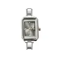 Elegante reloj de cuarzo rectangular de acero plateado para mujer con esfera gris sol - Gris