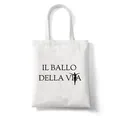 White canvas tote bag featuring Il Ballo della Vita print and a human silhouette - Silhouette Silhouette Print (6) / 39cm*35cm