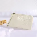 Elegant cream crocodile embossed faux leather wristlet clutch for women and girls - Off White