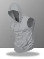 Side view of a grey sleeveless workout hoodie with a hood and kangaroo pocket. - S / Tops / Gray