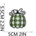 Detail view showing 5.5x5cm size of the green checkered pumpkin embroidered patch - Blue Green Argyle Style (C23NG-11-35)