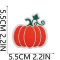 Detail macro view of pumpkin embroidery patch showing 5.5cm x 5.5cm size dimensions - Artistic Multicolor Style (C23NG-095-31)