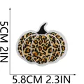 Detailed size view of leopard print pumpkin embroidery patch measuring 5.8cm by 5cm - Yellow and Black Leopard Style (C23NG-13-48)