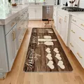 Rustic wood grain kitchen runner rug with eat drink be merry slogan and hearts print - Wine & Drink Style (酒杯) / 40*60cm
