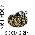Detailed view of leopard print pumpkin embroidered patch showing 5.5cm x 4.8cm size - Classic Leopard Print Pumpkin Style (C23NG-115-24)