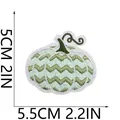 Detail of pumpkin embroidered patch with 5.5cm x 5cm size dimensions shown. - Green and Blue Wavy Style (C23NG-092-46)