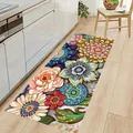 Colorful floral kitchen runner rug oil-absorbing non-slip floor mat for home decor - Flower Style / 40x60cm