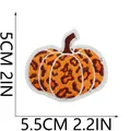 Close-up view of a leopard print pumpkin embroidered patch with clear size dimensions - Leopard Print Style (C23NG-11-06)