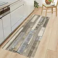 Long kitchen runner mat with rustic wood grain print for home decoration - Retro Wood Grain Style / 40x60cm
