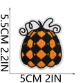 Embroidered pumpkin patch with checkerboard pattern showing dimensions 5x5.5 cm - Black Orange Argyle Style (C23NG-11-33)