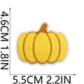 Detailed dimension diagram for yellow pumpkin embroidered iron-on patch with measurements - Yellow Pumpkin Style (C23NG-086-04)