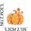 Detail view of 5.3cm pumpkin embroidery patch with dimensions in inches and cm. - White Star Dotted Style (C23NG-105-37)