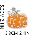Detailed view of an embroidered pumpkin patch with dimensions 5.3cm by 2.1in size - Star Trail Orange Pumpkin Style (C23NG-11-26)
