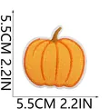 Detailed size specification for the pumpkin embroidery patch, 2.2 x 2.2 inches. - Orange Vertical Stripe Style (C23NG-088-29)