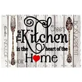 Vintage rustic wooden pattern kitchen mat with Kitchen is the heart of the Home print - White Wood Grain Kitchen (kitchen) / 40*60cm