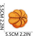 Detailed close-up view of a vibrant pumpkin embroidery patch with 5.5cm measurements - Orange Brown Diamond Pattern Pumpkin Style (C23NG-122-21)