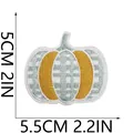 Close-up of pumpkin embroidered patch showing dimensions of 5.5cm by 5cm - Green Yellow Striped Style (C23NG-106-02)