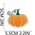 Detailed view of pumpkin embroidery patch showing specific 5x5.5cm size dimensions - Vibrant Orange Pumpkin Style (C23NG-088-25)