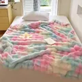 Morbida coperta colorata in finta pelliccia tie-dye con trama a bolle per letto o divano - Tie-dye Arcobaleno