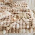 Soffice coperta spessa in finta pelliccia toscana con sfumatura beige e bianca - Tie-dye Cammello Beige