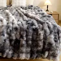 Lussuosa coperta in finta pelliccia toscana grigio sfumato con morbida trama a bolle per casa - Tie-dye Grigio Scuro