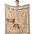 Morbida coperta con leone per nipote con citazione sentimentale regalo di compleanno - Stile Citazione Leone Madre e Figlio Cachi / 70x100cm