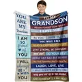 Warm personalized blanket for grandson with inspirational English quotes 50x60 inches - Patchwork Wood Grain Inspirational Quote Style / 70x100cm
