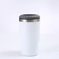 White 14oz insulated stainless steel beer cup with double-lid design for car and outdoor use - 14oz / White Letter A