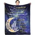 Heartfelt gift blanket for grandson from grandma featuring a wolf and moon design - Deep Blue Starry Night Moon Wolf Style / 70x100cm