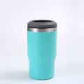 Chope à bière 14oz en acier inoxydable bleu clair avec double couvercle gris - 14oz / Bleu lac A