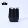 Portable 360ml black 304 stainless steel vacuum insulated eggshell cup with clear lid - 360ml / Matte Black
