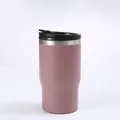 Mug de voyage 14oz isotherme en acier inoxydable avec couvercle en rose mat élégant - 14oz / Café B