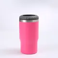 Gobelet à bière isolant de 14 oz et refroidisseur de canette en acier rose vif pour plein air - 14oz / Rose foncé A
