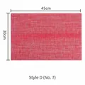 Rectangle red woven PVC heat resistant placemat for dining table 45x30cm size D Style - Style D (No. 7) / Red
