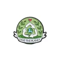 Pin de esmalte de dibujo animado ecológico con texto Save the Planet y Tierra - Estilo de Logo de Reciclaje Save The Planet (QHXZ1188)