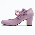 Escarpins Mary Jane élégants en daim violet avec un nœud décoratif pour femmes - 38 / Charles IX à Nœud / Mauve Clair