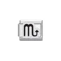 Scorpio zodiac Italian link charm in polished stainless steel for DIY bracelets - Scorpio Symbol (Y2046) / Silver Black