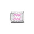 Dettaglio di una maglia per bracciale italiano in acciaio con simbolo Acquario - Aquarius / Rosa (Y2061)