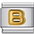 Makroansicht eines vergoldeten Buchstabens B aus Edelstahl für italienische Armbänder - Buchstabe B(B02) / Zweifarbig (Gold & Silber)